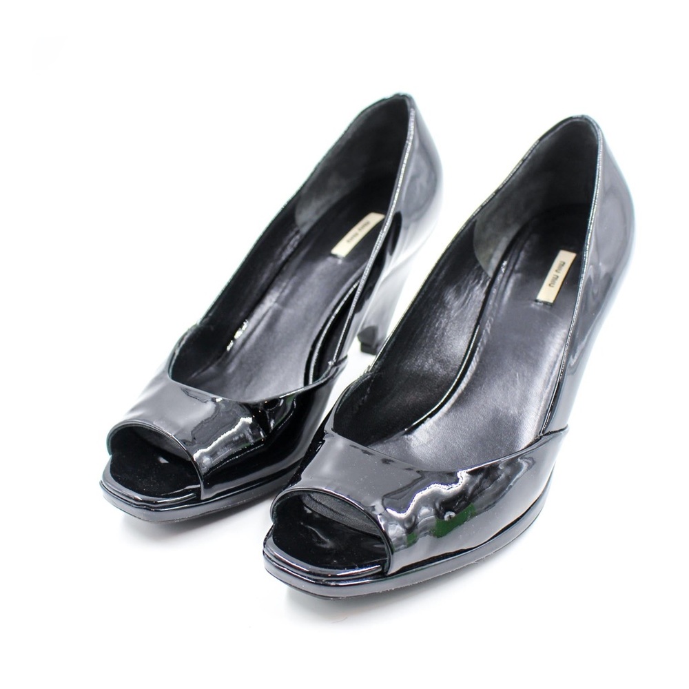 Miu Miu Gunmetal Open Toe Pumps
